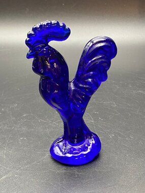 Cobalt Rooster Figurine